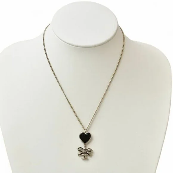 CHANEL Authentic Black Heart Necklace